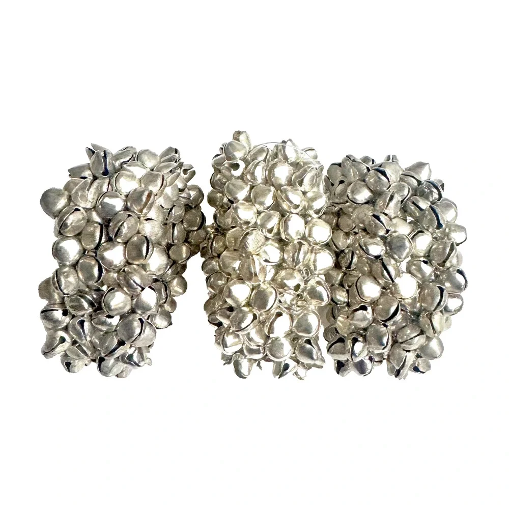 KIM SEYBERT SET OF 3 SILVER JINGLE BELLS NAPKIN RINGS NEIMAN MARCUS